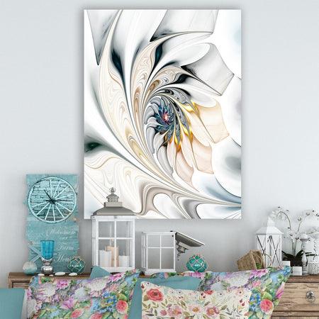 White Stained Glass Floral Art - Large Floral Wall Art Canvas