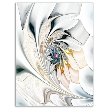 White Stained Glass Floral Art - Large Floral Wall Art Canvas