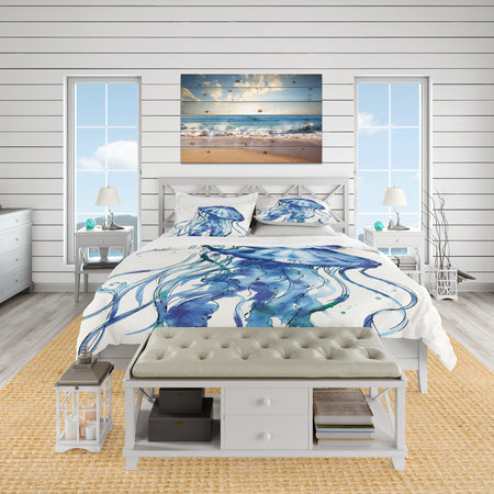 Blue Deep Sea X - Coastal Duvet Cover Set