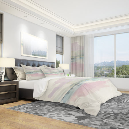Pink Lifting Fog - Geometric Duvet Cover Set