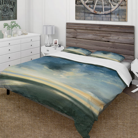 Blue Coastal Sunrise - Cottage Duvet Cover Set