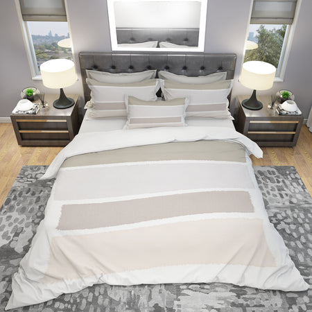 Painted Weaving I Neutral on White Sq - Geometric Duvet Cover Set