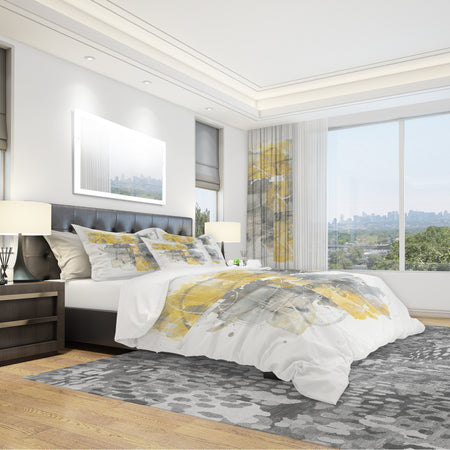 Moving In and Out of Traffic II Yellow Grey - Geometric Duvet Cover Set