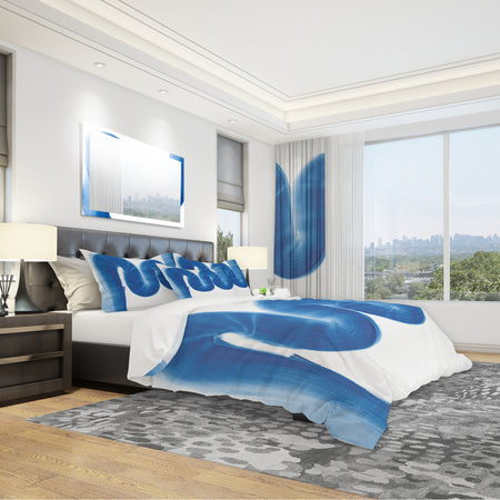 Blue Geometric S Curve - Geometric Duvet Cover Set