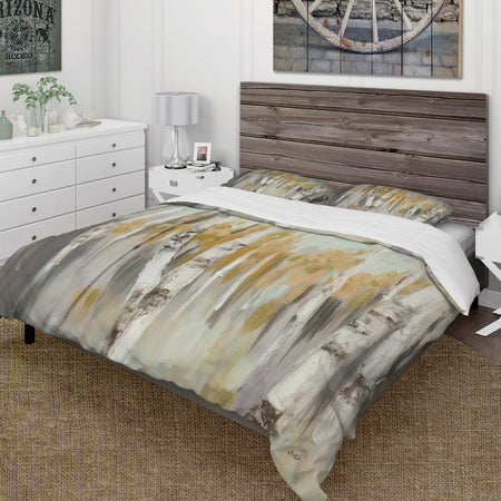Silver and Yellow Birch Forest - Cottage Duvet Cover Set