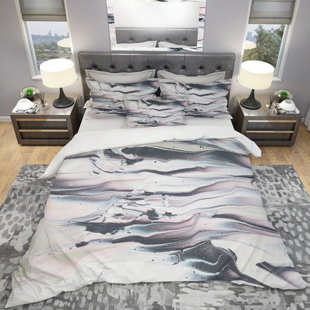 Grey Marbling V - Geometric Duvet Cover Set