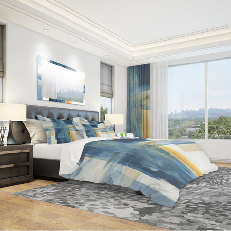 Indigo Panel VI - Geometric Duvet Cover Set