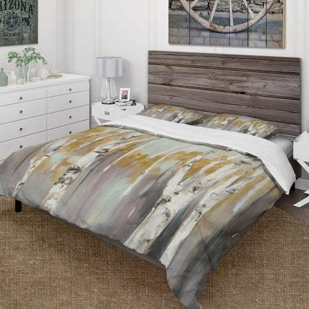 Silver and Yellow Birch Forest II - Cottage Duvet Cover Set