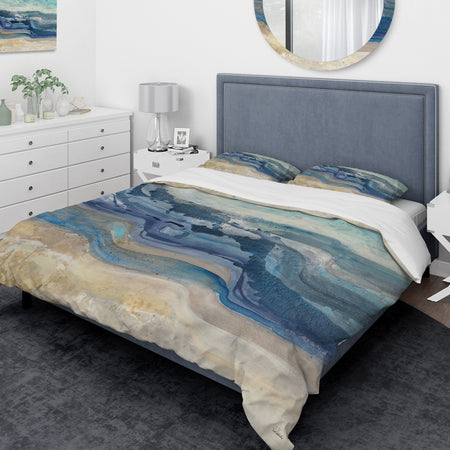 Coast Blue Sea Waves Watercolour - Traditional Duvet Cover Set