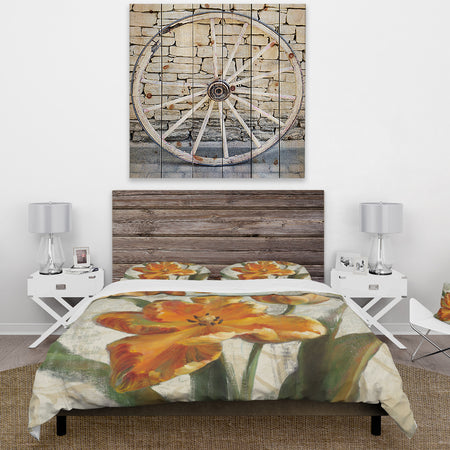 Parrot Tulips I on Ivory - Cottage Duvet Cover Set