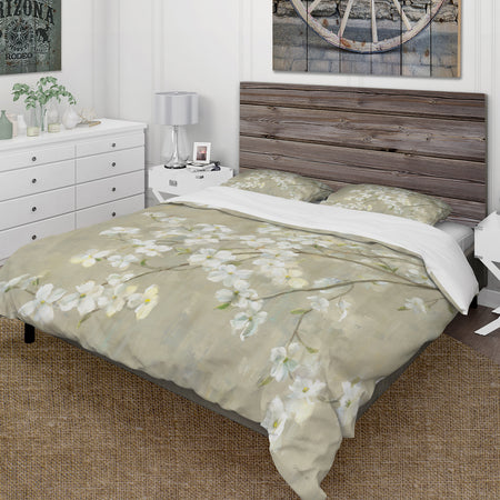 Dogwood in Spring Neutral - Cottage Duvet Cover Set