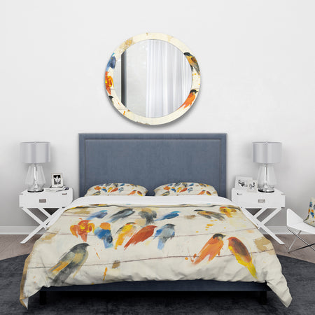 Multicolor Bird Meeting - Traditional Duvet Cover Set