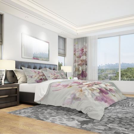 Pink Magnolia Flowers - Shabby Duvet Cover Set