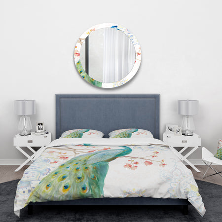 peacocks Watercolor I - Traditional Duvet Cover Set