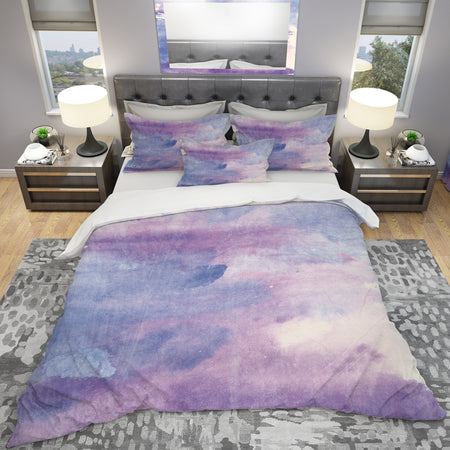 Watercolor Purple Haze II - Geometric Duvet Cover Set