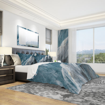 Splash Blue Indigo - Geometric Duvet Cover Set