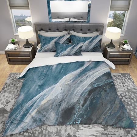 Splash Blue Indigo - Geometric Duvet Cover Set