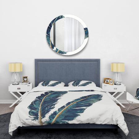 Gold Indigo Feathers IV - Glam Duvet Cover Set