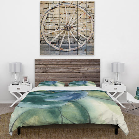 Blue Floral Poppies II - Cottage Duvet Cover Set