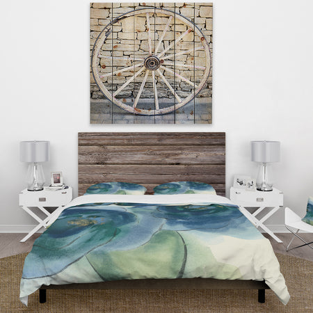 Blue Floral Poppies III - Cottage Duvet Cover Set