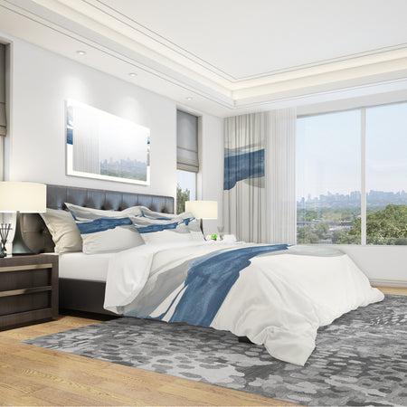 Gouache Sapphire on Gray II - Geometric Duvet Cover Set