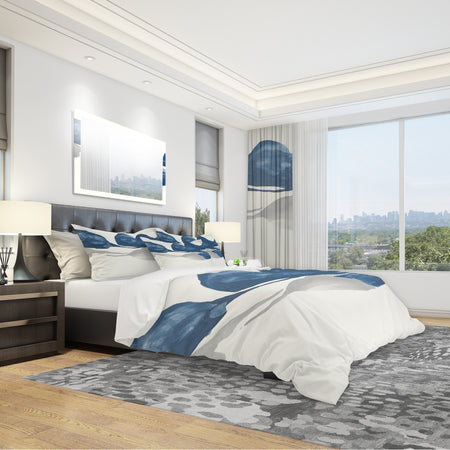 Gouache Sapphire on Gray III - Geometric Duvet Cover Set