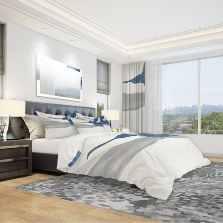 Gouache Sapphire on Gray IV - Geometric Duvet Cover Set