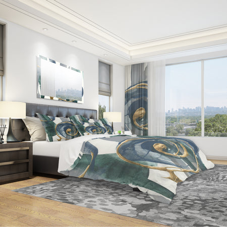 Mettalic Indigo and Gold I - Geometric Duvet Cover Set