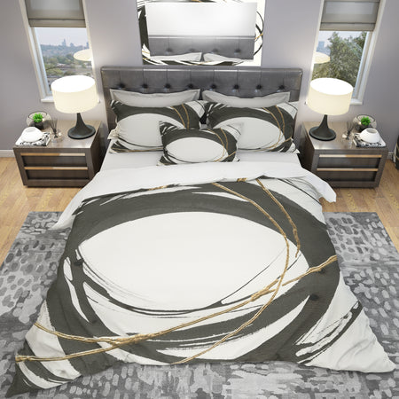 Gold Glamour Circle II - Geometric Duvet Cover Set