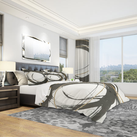 Gold Glamour Circle III - Geometric Duvet Cover Set