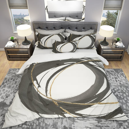 Gold Glamour Circle IV - Geometric Duvet Cover Set
