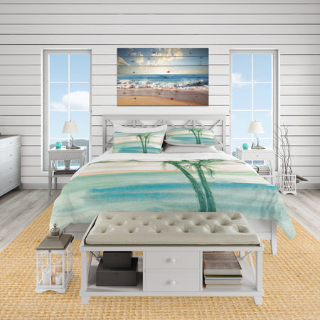 Peaceful Dusk II Tropical - Coastal Duvet Cover Set