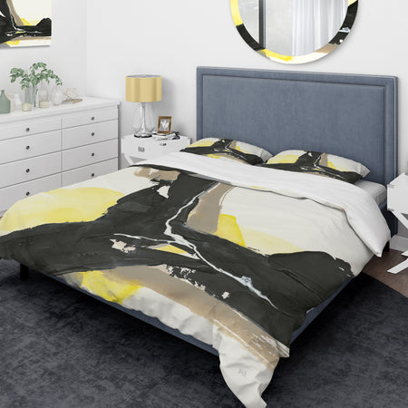 Glam Black and Yellow I - Glam Duvet Cover Set