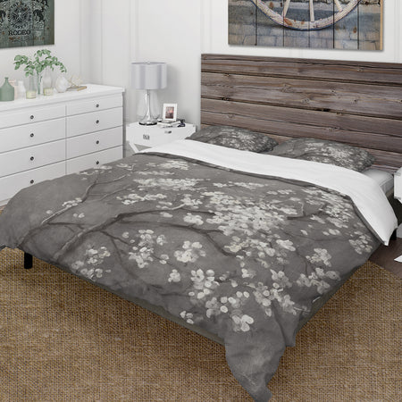 White Cherry Blossoms I - Farmhouse Duvet Cover Set