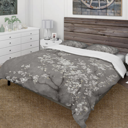 White Cherry Blossoms II - Farmhouse Duvet Cover Set