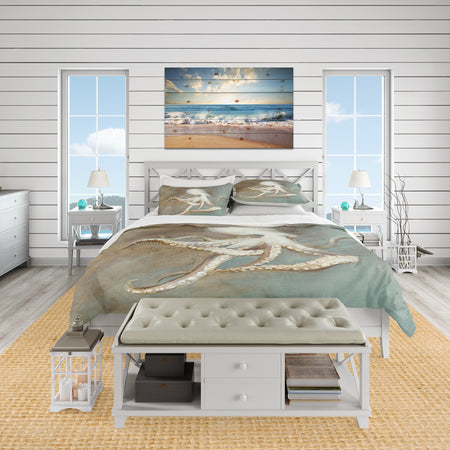 Octopus Treasures from the Sea - Coastal Duvet Cover Set