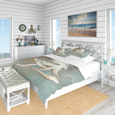 Octopus Treasures from the Sea - Coastal Duvet Cover Set
