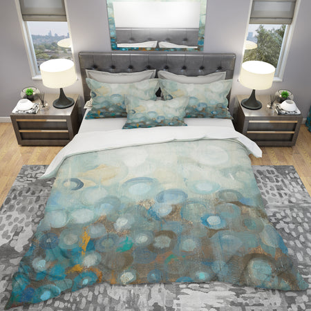 Blue and Bronze Dots on Glass II - Geometric Duvet Cover Set