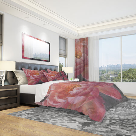 Vivid Pink Peonies I - Shabby Duvet Cover Set