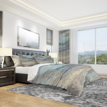 Rock Teal Panel I - Geometric Duvet Cover Set