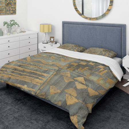 Gold Geometric Tapestry III - Glam Duvet Cover Set