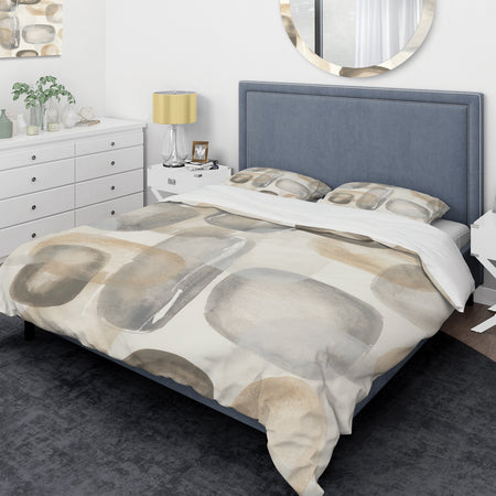 Neutral Oval Grey Stones I - Glam Duvet Cover Set