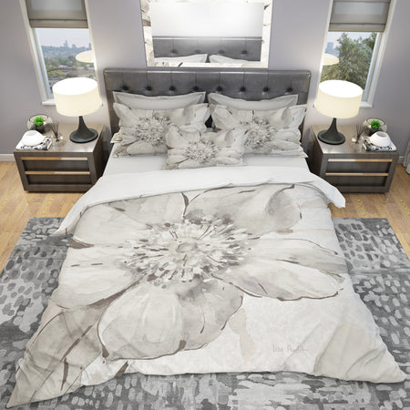 Indigold Grey Peonies III - Cottage Duvet Cover Set