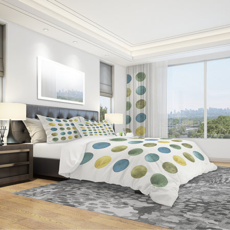 Green Tones Geometric Circles - Geometric Duvet Cover Set