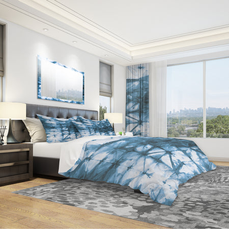 Indigo watercolor geometrical III - Geometric Duvet Cover Set
