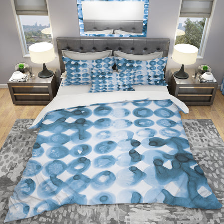 Indigo watercolor geometrical VI - Geometric Duvet Cover Set
