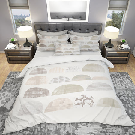 Geometric Neutral Form V - Geometric Duvet Cover Set