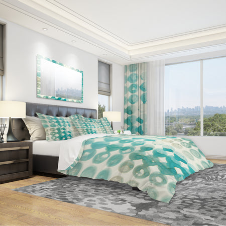 Turquoise Watercolor geometrical II - Geometric Duvet Cover Set