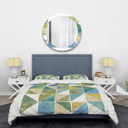 geometric Green Triangle I - Glam Duvet Cover Set