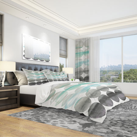 geometric Neutral Glue Circles - Geometric Duvet Cover Set